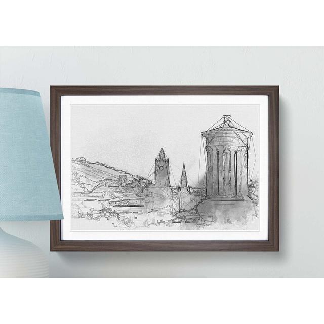 View of Edinburgh Skyline in Abstract - Picture Frame Graphic Art Print East Urban Home Size: 50cm H x 76cm W x 2cm D, Frame Option: Walnut on Productcaster.