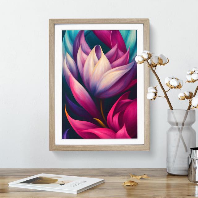 Thrilling Flower - Single Picture Frame Print Marlow Home Co. Frame Colour: Oak , Size: 46cm H x 34cm W x 2cm D on Productcaster.