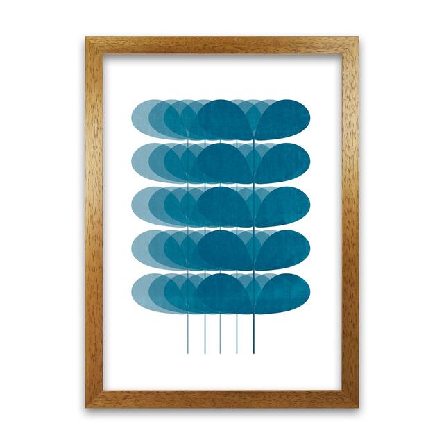 Scandinavian Turquoise Leaves Original - Graphic Art Print on Paper Norden Home Frame Option: Oak Frame, Size: 42cm H x 30cm W x 3cm D on Productcaster.