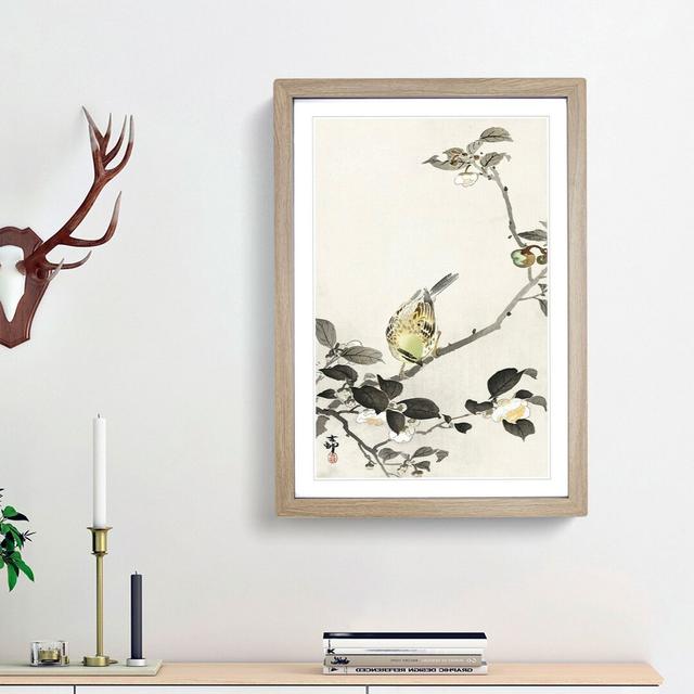 Bunting Bird on a Blossom Branch by Ohara Koson - Picture Frame Art Print East Urban Home Frame Option: Oak Framed, Size: 36cm H x 27cm W x 2cm D on Productcaster.