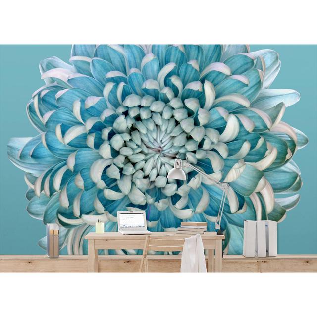 Blue Chrysanthemum Semi-Gloss Wallpaper Roll East Urban Home Material quality: Standard (110g/m²), Size: 4.32m x 290cm on Productcaster.