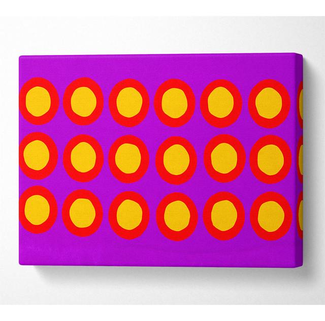 Circles Of Light Yellow On Purple - Wrapped Canvas Art Prints Latitude Run Size: 66cm H x 106.6cm W x 10cm D on Productcaster.