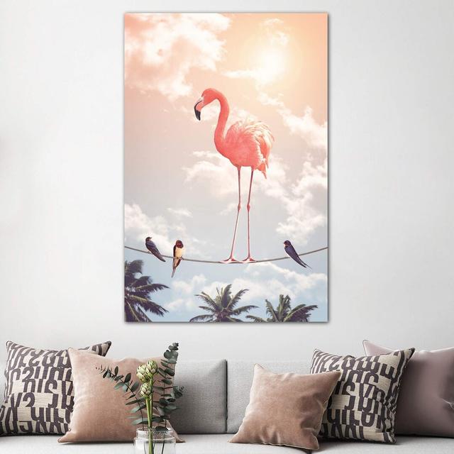 Flamingo & Friends by Jonas Loose - Wrapped Canvas Print 17 Stories Size: 152.4cm H x 101.6cm W x 3.81cm D on Productcaster.