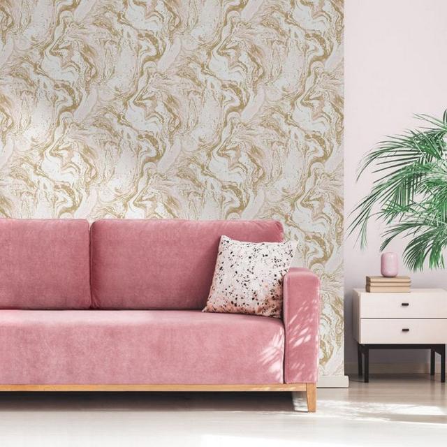 Aureliu 10m x 53cm Matte Wallpaper Roll Metro Lane Colour: Pink/Gold on Productcaster.