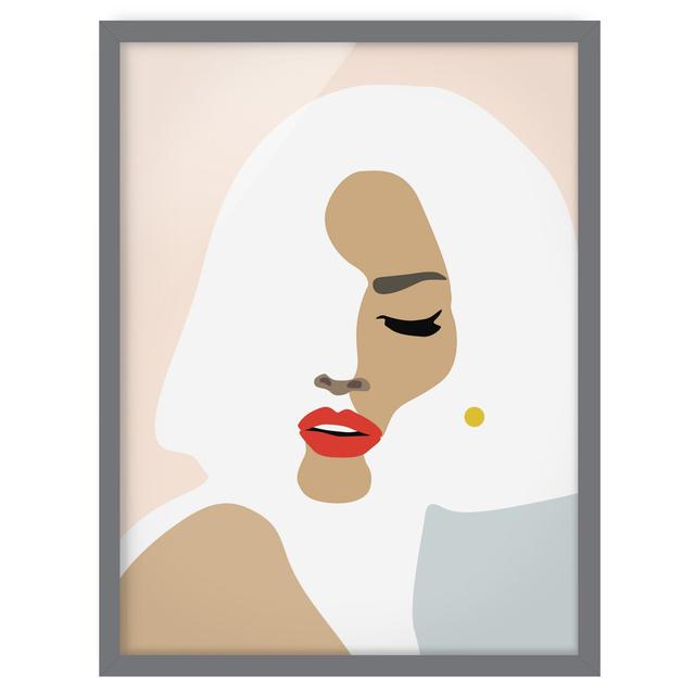 Line Art Portrait Woman Pastel Beige - Picture Frame Graphic Art Canora Grey Size: 70cm H x 50cm W x 2cm D, Frame Option: Grey on Productcaster.