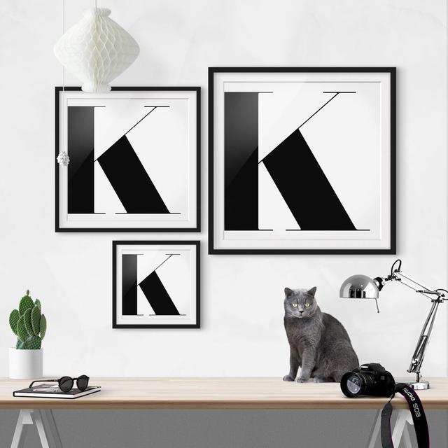 Roman Type Letter K Framed Textual Art East Urban Home Frame Options: Matt black, Size: 70cm H x 70cm W on Productcaster.