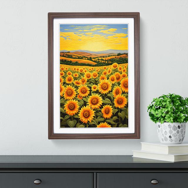 Sunflower Colour Field - Print Brambly Cottage Frame Colour: Walnut, Size: 34cm H x 25cm W x 2cm D on Productcaster.