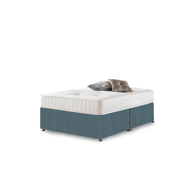 Asia Coilsprung Divan Bed Fairmont Park Storage Type: No Storage, Colour: Sky Plush Velvet, Size: Small Double (4') on Productcaster.