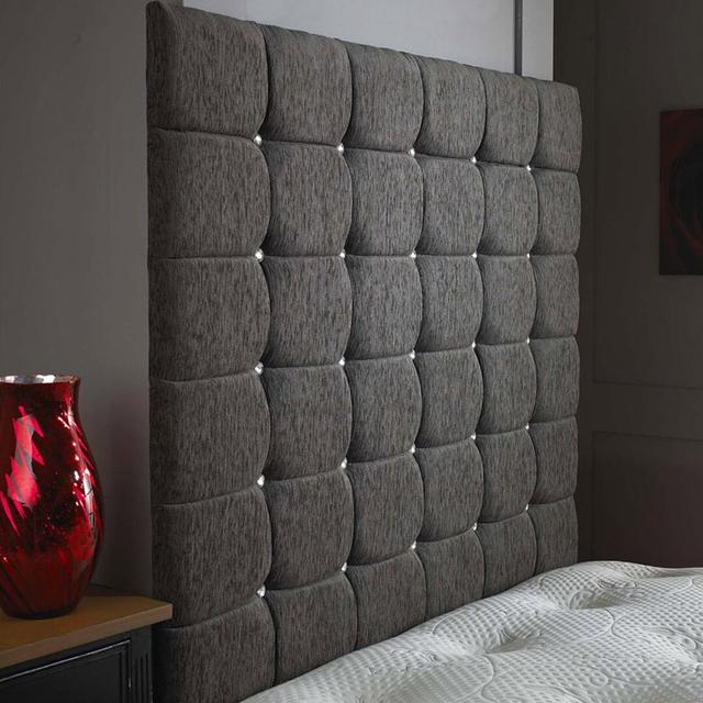 Sherrill Upholstered Headboard Rosdorf Park Upholstery: Chenille Fabric, Colour: Light Grey, Size: Small Double (4') on Productcaster.