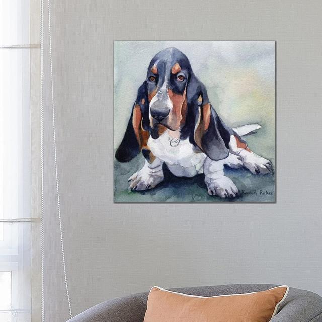 Basset Please by Rachel Parker - Wrapped Canvas Gallery-Wrapped Canvas Giclée ClassicLiving Size: 66.04cm H x 66.04cm W x 3.81cm D on Productcaster.