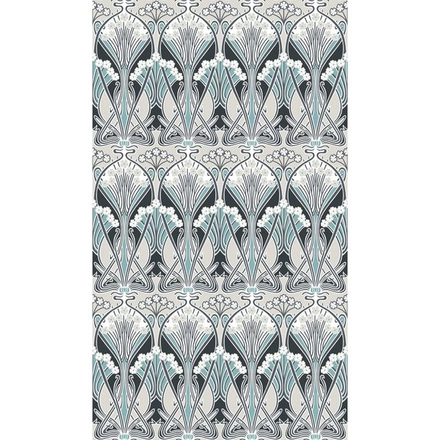 Mamadou Dragonfly Damask 10.05 m x 53 cm Wallpaper Roll Ophelia & Co. Colour: Black/Blue/Grey on Productcaster.