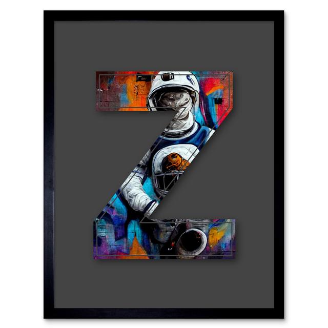 Letter Z Bright Astronaut Decorative Graffiti - Single Picture Frame Print Wee Blue Coo on Productcaster.