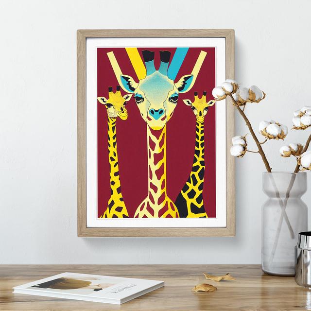 Three Giraffes - Single Picture Frame Print Isabelle & Max Frame Colour: Oak, Size: 34cm H x 25cm W x 2cm D on Productcaster.