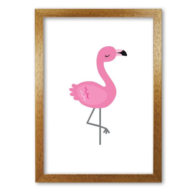 Children's Animals, Flamingo - Print East Urban Home Size: 30 cm H x 21 cm W x 5 cm D, Format: Honey Oak Frame on Productcaster.