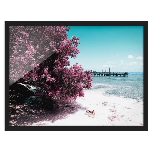 Picture With Frame - Paradise Beach Isla Mujeres - Landscape 3:4 Highland Dunes Size: 50cm H x 70cm W x 2cm D, Frame Option: Black Framed on Productcaster.