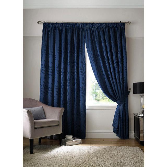 Bettrys Tivoli Pencil Pleat Curtains (Set of 2) Three Posts Colour : Navy, Panel Size: 228 cm W x 182 cm D on Productcaster.