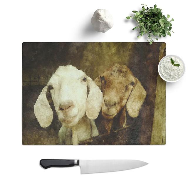 Pair of Goats Painting Chopping Board East Urban Home Size: 0.4cm H x 20cm W x 28.5cm L on Productcaster.