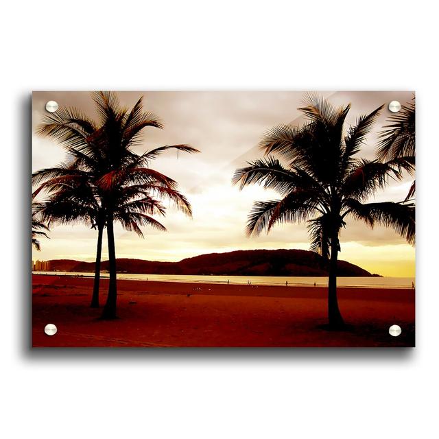 Palm Tree Mountain View Seascape - Unframed Photograph Print on Acrylic East Urban Home Size: 84.1cm H x 118.9cm W on Productcaster.