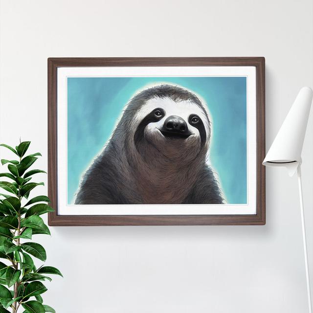 Sloth Portrait Vol.3 - Picture Frame Graphic Art 17 Stories Size: 34cm H x 46cm W x 2cm D, Frame Colour: Walnut on Productcaster.