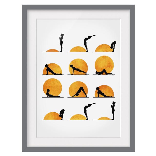 Yoga - The Sun Salutation - Picture Frame Graphic Art Marlow Home Co. Size: 70cm H x 50cm W x 2cm D, Frame Option: Grey Framed on Productcaster.