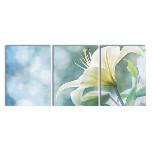 Beautiful Lilies - 3 Piece Wrapped Canvas Photograph Print East Urban Home Size: 80cm H x 180cm W on Productcaster.