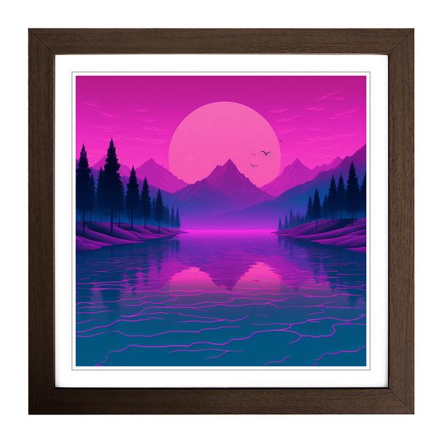 Lake Vaporwave No.2 - Single Picture Frame Print on Wood Alpen Home Format: Walnut on Productcaster.