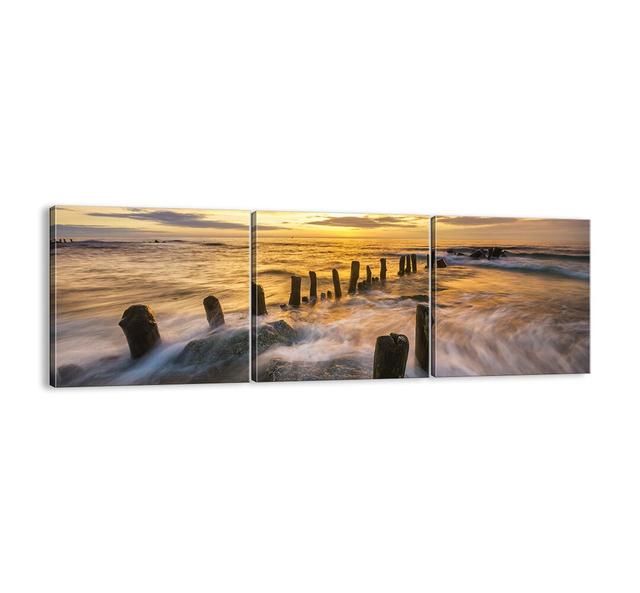 'The Raw Beauty of the Baltic Sea' - 3 Piece Photograph Print Set on Canvas Highland Dunes Size: 50cm H x 150cm W x 1.8cm D on Productcaster.