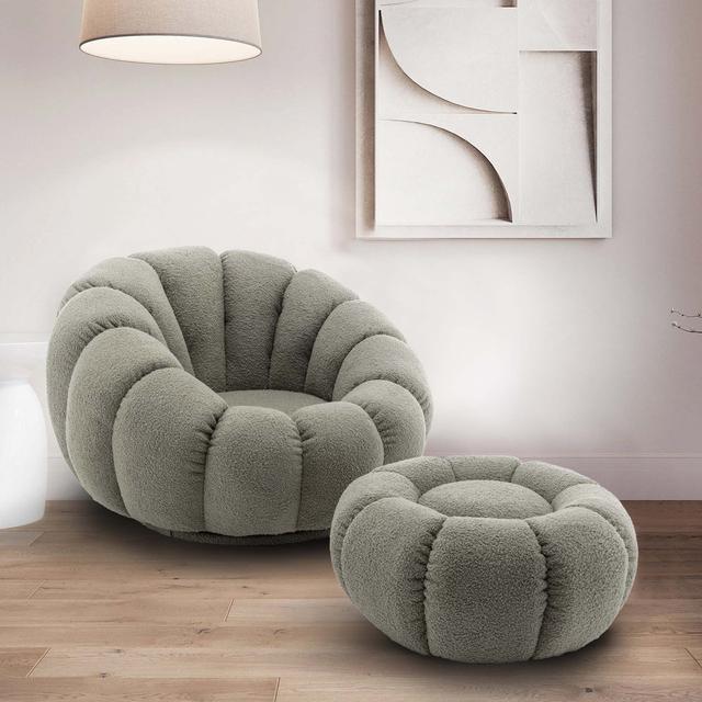 Perse 94cm Wide Tufted Velvet Papasan Chair and Ottoman Fairmont Park Upholstery Colour: Green on Productcaster.