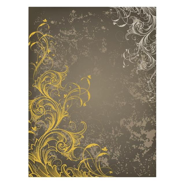 Curls in Gold and Silver - Wrapped Canvas Graphic Art Rosalind Wheeler Size: 80cm H x 60cm W on Productcaster.