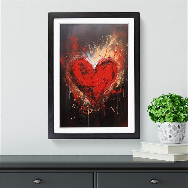 Love Heart Gestural No.3 - Single Picture Frame Print on Wood Metro Lane Size: 46cm H x 34cm W x 2cm D, Format: Black Framed on Productcaster.