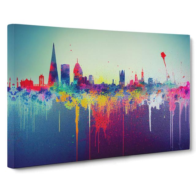 London Skyline Splatter Abstract - Wrapped Canvas Painting ClassicLiving Size: 40cm H x 60cm W x 3cm D on Productcaster.