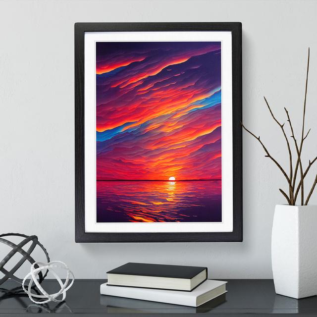 Gracious Ocean Sunset House of Hampton Frame Colour: Black, Size: 64cm H x 46cm W x 2cm D on Productcaster.