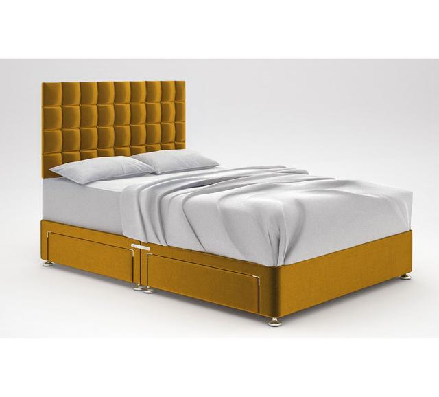 Stephanne Divan Base 17 Stories Size: Small Double, Storage Type: 2 Drawers Same Side, Colour: Gold on Productcaster.