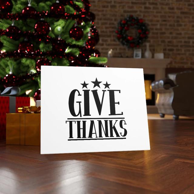 Give Thanks - Wrapped Canvas Print Blue Elephant Size: 30cm H x 41cm W on Productcaster.