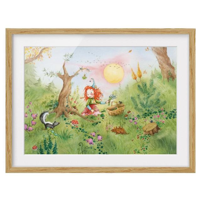 Frida Collects Herbs - Picture Frame Painting Print on Paper East Urban Home Frame Options: Natural oak wood, Size: 50cm H x 70cm W on Productcaster.