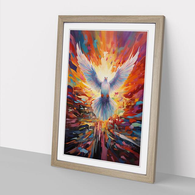 Dove Bird Colour Field No.2 - Single Picture Frame Art Prints on Wood Marlow Home Co. Format: Oak, Size: 64" H x 46" W x 2" D on Productcaster.