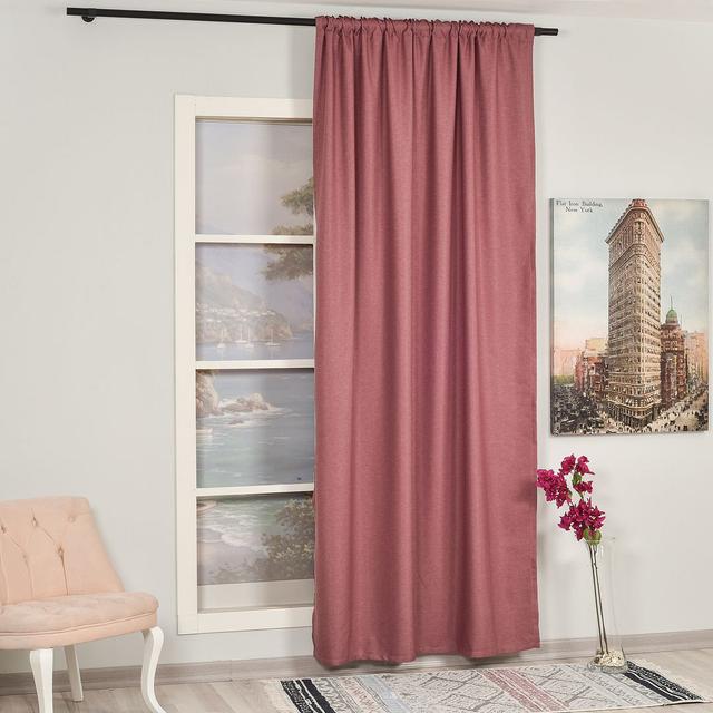 Extra Long & Extra Wide Faux Linen Decorative Curtain Single Panel Lilijan Home & Curtain Panel Size: Width 280 x Drop 325cm, Colour: Rose Pink on Productcaster.