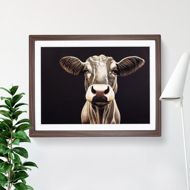 Revered Cow - Single Picture Frame Painting 17 Stories Size: 25cm H x 34cm W x 2cm D, Frame Colour: Walnut Framed on Productcaster.