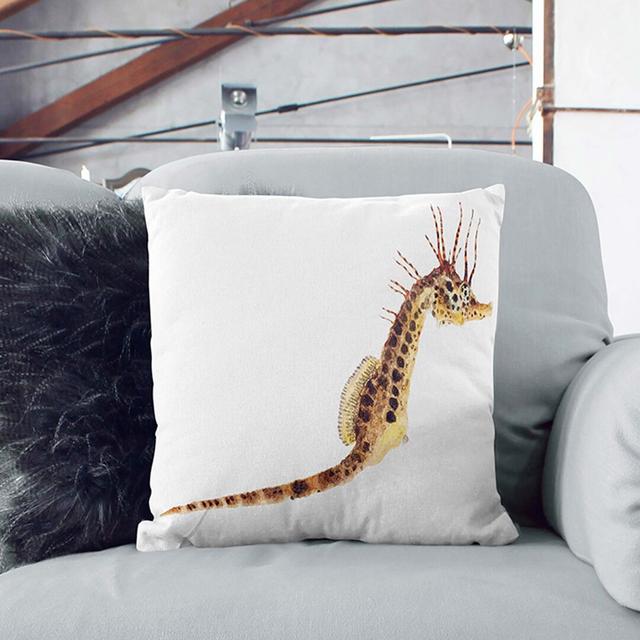 Illustration of a Seahorse by F.E. Clarke Cushion with Filling East Urban Home Backing Colour: Stone, Size: 55cm H x 55cm W x 20cm D on Productcaster.