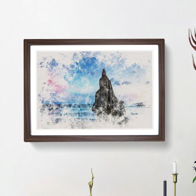 Sunrise on a Beach in Spain Watercolour - Picture Frame Graphic Art Print East Urban Home Frame Option: Walnut Framed, Size: 45cm H x 63cm W x 2cm D on Productcaster.