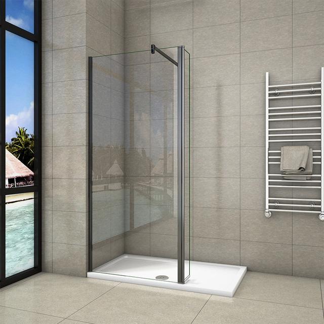 1200X1850mm Black Walk In Wet Room Shower Enclosure Easyclean Glass Belfry Bathroom Size Width: 800mm on Productcaster.