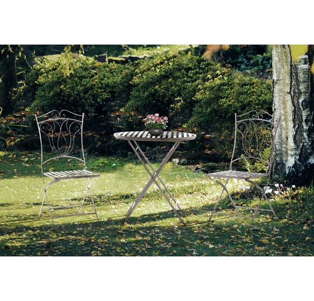 Oldbury Grey Metal Bistro Set - Folding Table & Chairs Lily Manor on Productcaster.