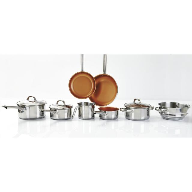 Symple Stuff Griner 11 Piece Stainless Steel Non Stick Cookware Set Symple Stuff on Productcaster.