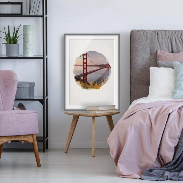 Golden Gate Bridge in San Francisco - Picture Frame Graphic Art Ebern Designs Frame Option: Grey Framed, Size: 70cm H x 50cm W x 2cm D on Productcaster.