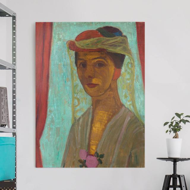 Leinwandbild Selbstbildnis mit Hut und Schleier von Paula Modersohn-Becker Rosalind Wheeler Größe: 120 cm H x 90 cm B on Productcaster.