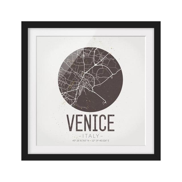 Venice Street Map - Picture Frame Graphic Art Print on Paper East Urban Home Rahmenoptionen: Matt black, Size: 50cm H x 50cm W on Productcaster.