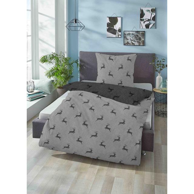 100% Cotton Duvet Cover Set biberna Size: 155 x 220cm - 1 Pillowcase (80 x 80cm), Colour: Storm Grey on Productcaster.