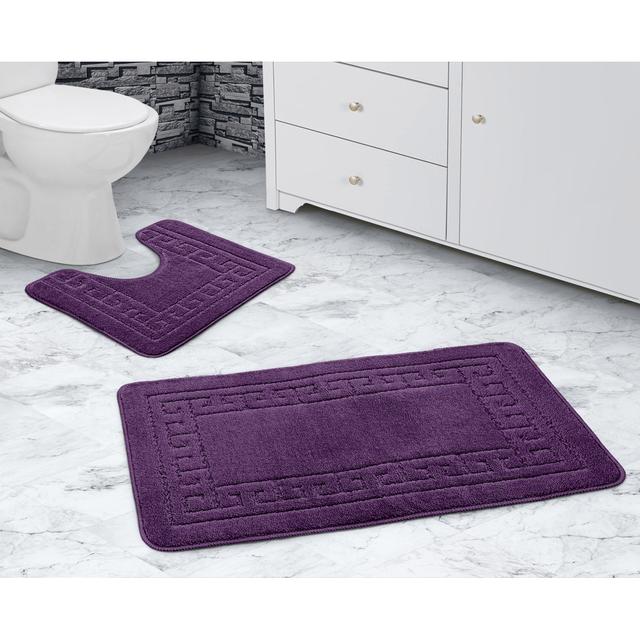 Kelya Greek Key Bath Set Ebern Designs Colour: Aubergine/Mauve on Productcaster.