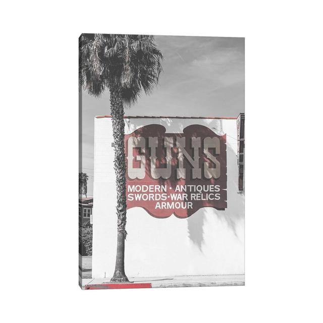 Guns Vintage Sign - Wrapped Canvas Print ClassicLiving Size: 101.6cm H x 66.04cm W x 3.81cm D on Productcaster.