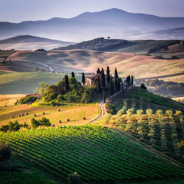 Goza Tuscan Landscape - Wrapped Canvas Photograph Alpen Home Size: 76cm H x 76cm W x 3.8cm D on Productcaster.